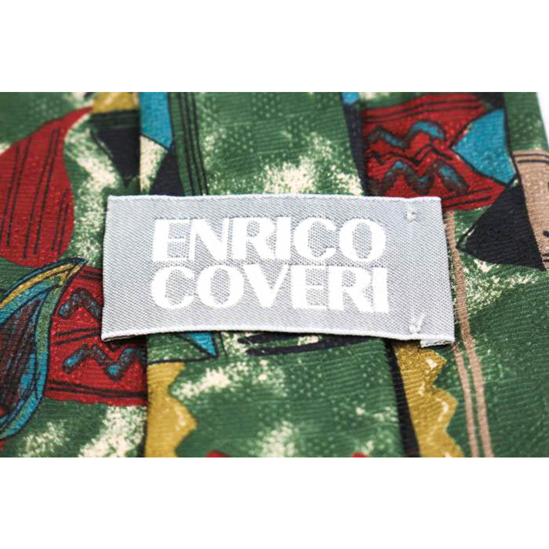 ENRICO COVERI(エンリココベリ)のエンリコ・コベリ ブランド ネクタイ シルク ペイズリー柄 総柄 ハンドメイド メンズ グリーン Enrico Coveri メンズのファッション小物(ネクタイ)の商品写真