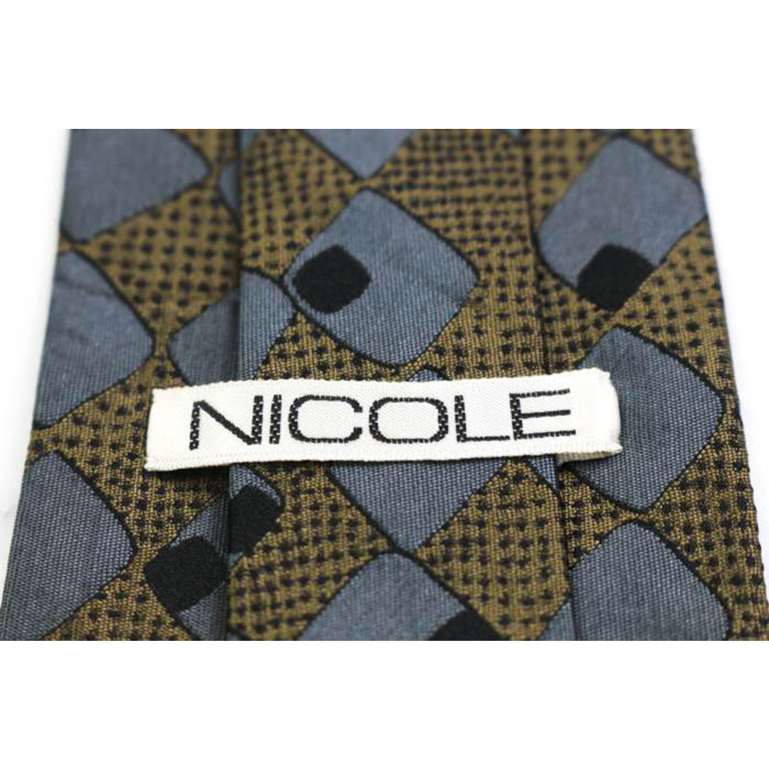 NICOLE(ニコル)のニコル ブランド ネクタイ シルク チェック柄 小紋柄 メンズ カーキ NICOLE メンズのファッション小物(ネクタイ)の商品写真