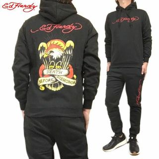 Ed Hardy - 新品 黒 Ｍ エドハーディー Ed Hardy 裏起毛 セットアップ 上下セット