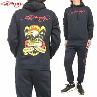 エドハーディー(Ed Hardy)の新品 紺 Ｍ エドハーディー Ed Hardy 裏起毛 セットアップ 上下セット(セットアップ)