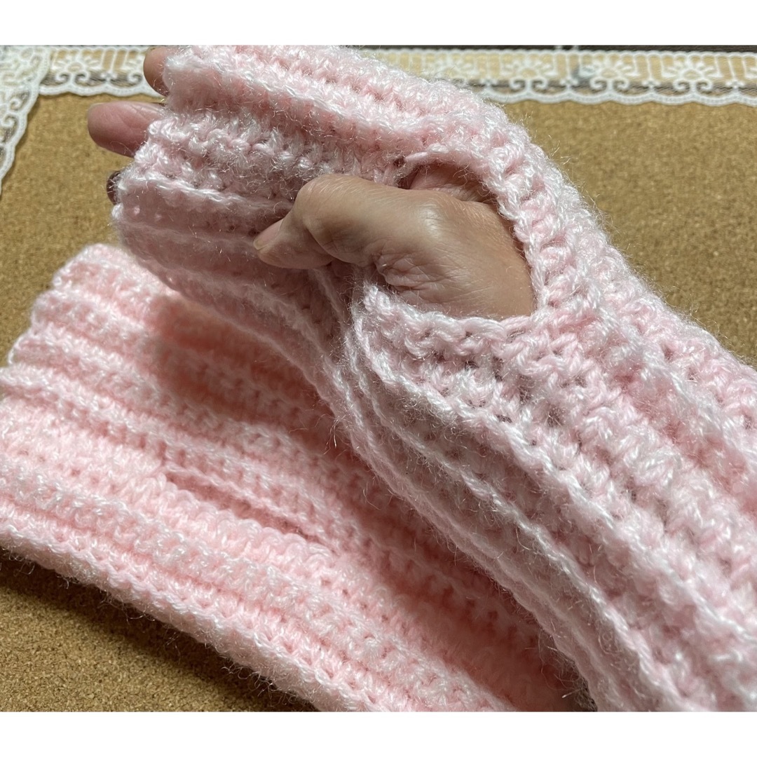 ハンドウォーマー 手編み ハンドメイドのファッション小物(手袋)の商品写真