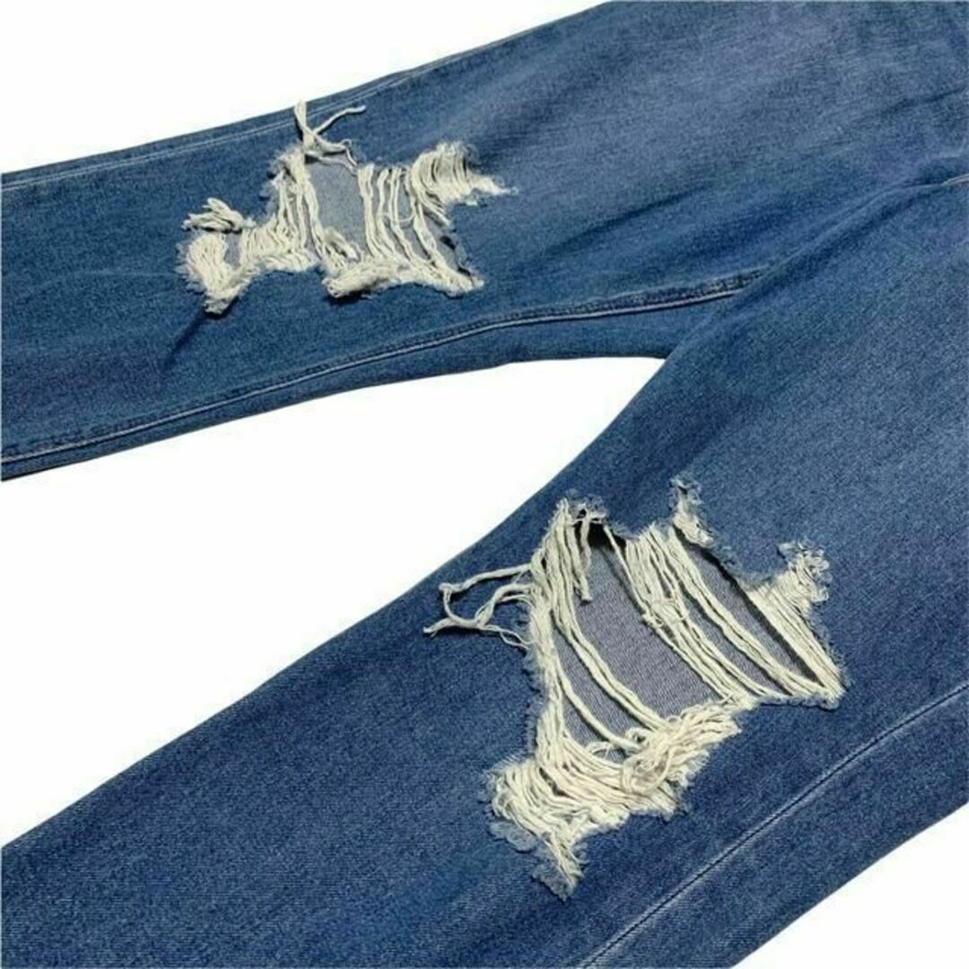 American Eagle(アメリカンイーグル)のアメリカンイーグル MOM JEAN ダメージ加工 US10 ウエスト76cm レディースのパンツ(デニム/ジーンズ)の商品写真