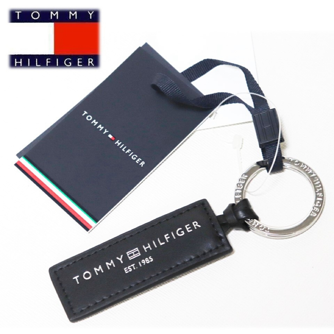 TOMMY HILFIGER(トミーヒルフィガー)の《トミーヒルフィガー》箱付新品 レザー ロゴキーホルダー キーリング メンズのファッション小物(キーホルダー)の商品写真