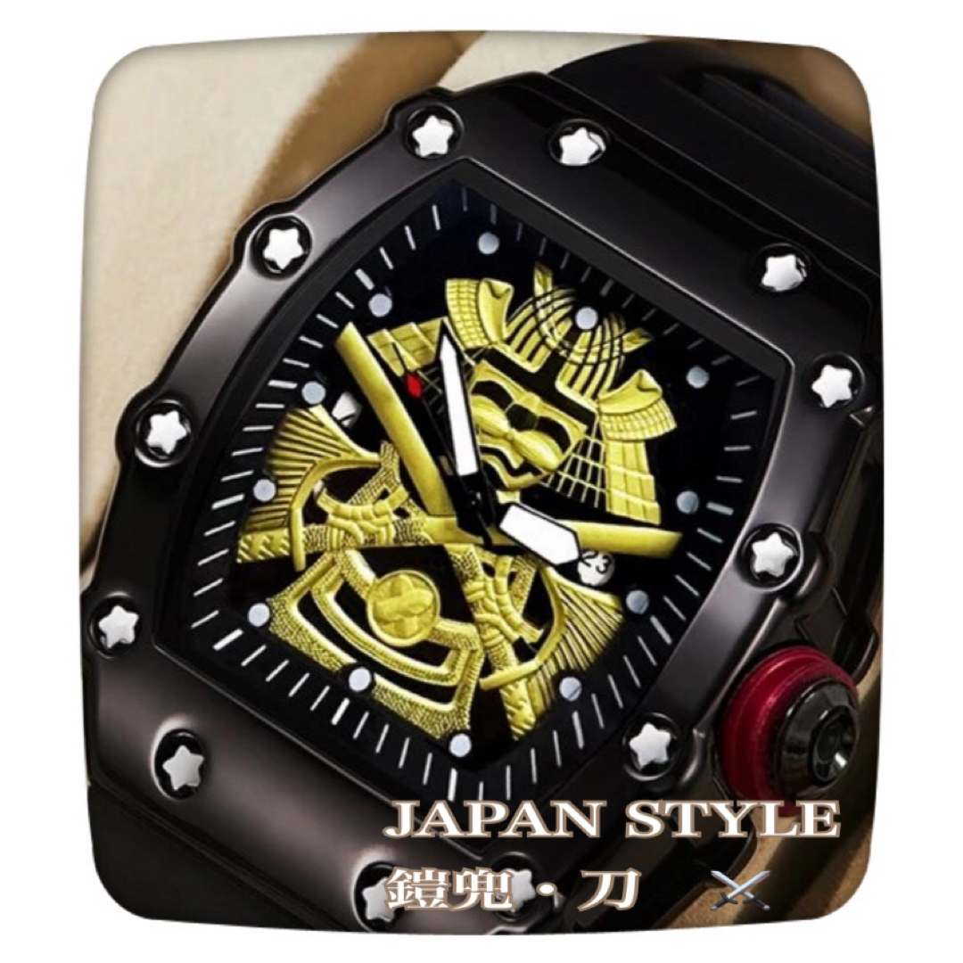腕時計 ジャパン 鎧兜 刀 デザイン 限定　リシャールミル オマージュ ゴールド メンズの時計(腕時計(アナログ))の商品写真