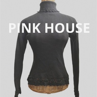 ピンクハウス(PINK HOUSE)のPINK HOUSE(ピンクハウス) 黒 レース　 タートルネック (ニット/セーター)