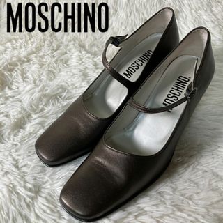 モスキーノ(MOSCHINO)の極美品 MOSHINO モスキーノ ストラップパンプス レザー 本革 36(ハイヒール/パンプス)