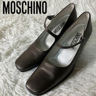 モスキーノ(MOSCHINO)の極美品 MOSHINO モスキーノ ストラップパンプス レザー 本革 36(ハイヒール/パンプス)