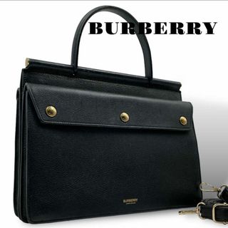 バーバリー(BURBERRY)の良品 BURBERRY 2way ハンドバッグ タイトルバッグ ロゴ レザー(ハンドバッグ)