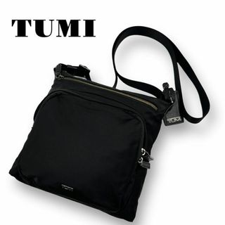 良品 TUMI ショルダーバッグ クロスボディ ロゴ ネームプレー ナイロン 黒