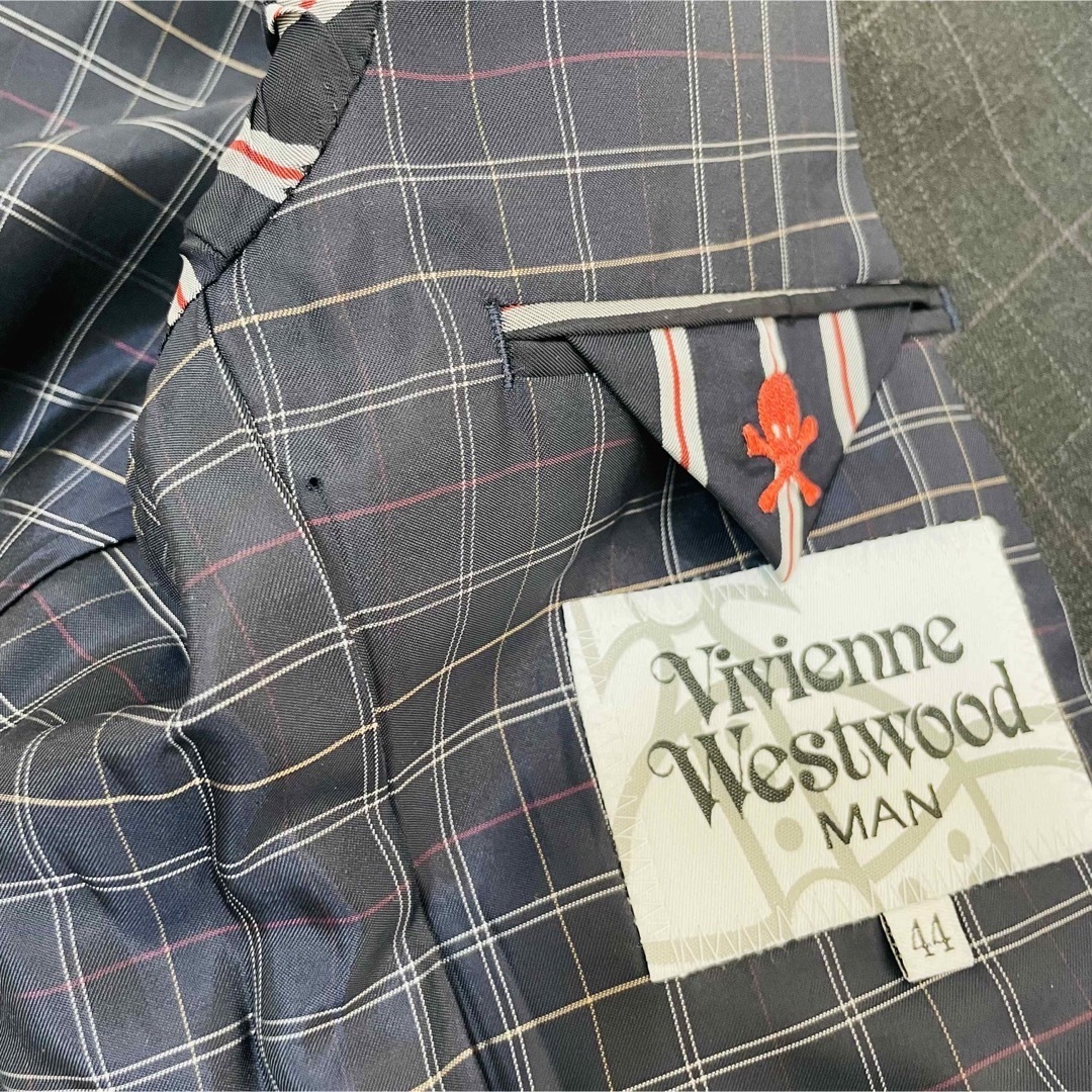 Vivienne Westwood(ヴィヴィアンウエストウッド)の良品✨ヴィヴィアンウエストウッド チャコールグレー×チェックスーツ セットアップ メンズのスーツ(セットアップ)の商品写真