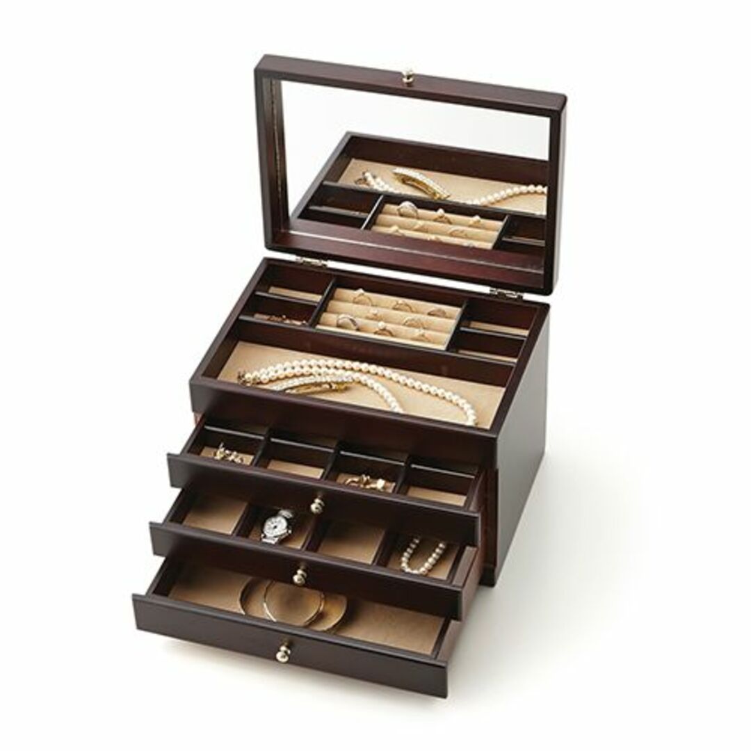 日本製 【Made in Japan】木製ジュエルケース3ツ引○国産 日本製 【Made in Japan】木製ジュエルケース3ツ引○国産