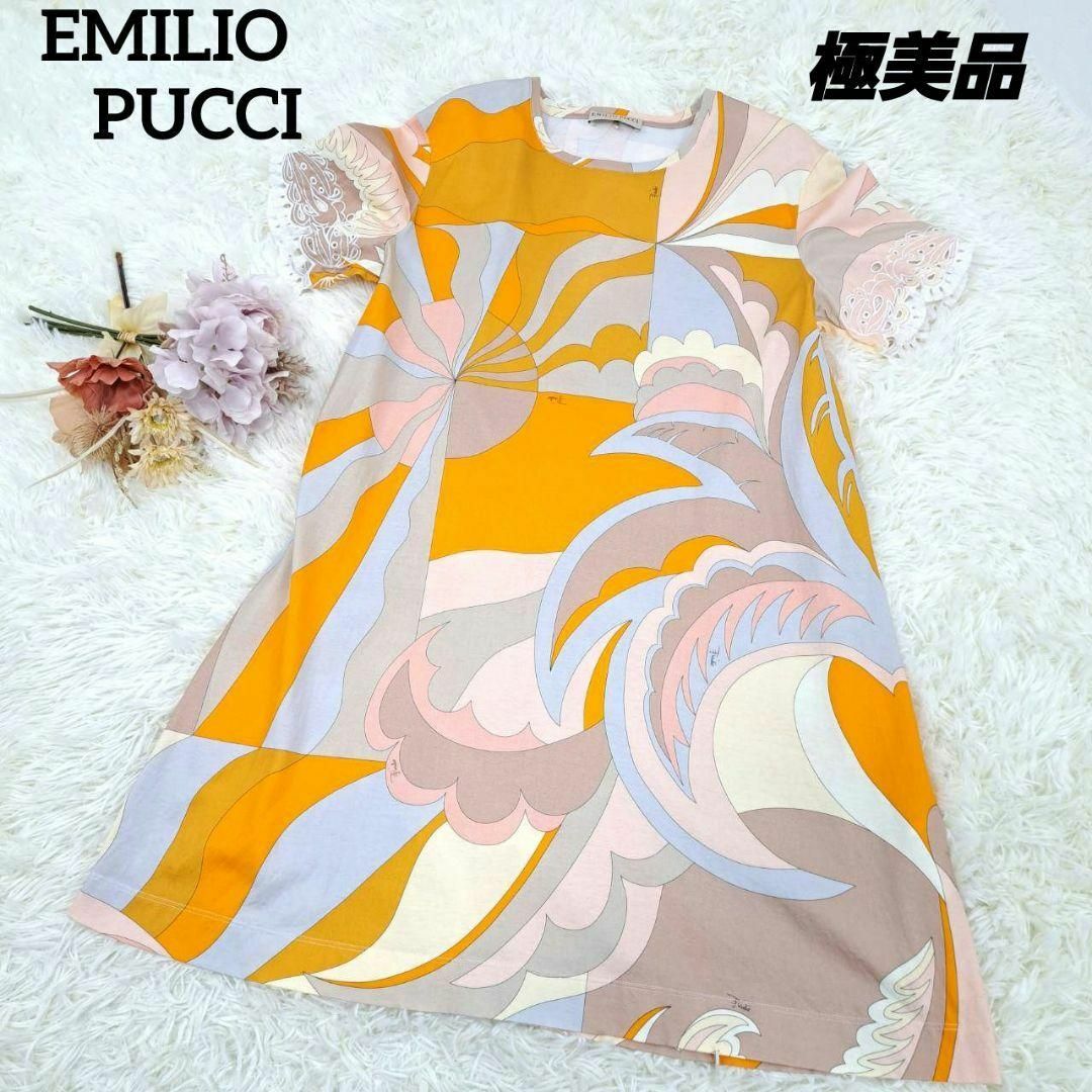 ワンピース【極美品】EMILIO PUCCI　エミリオプッチ　膝丈ワンピース　半袖　L