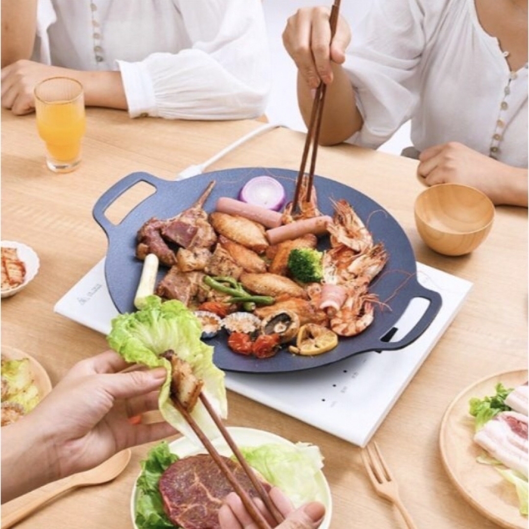 鉄板　マルチグリドル IH対応　33cm　アウトドア キャンプ　韓国　BBQ スポーツ/アウトドアのアウトドア(調理器具)の商品写真