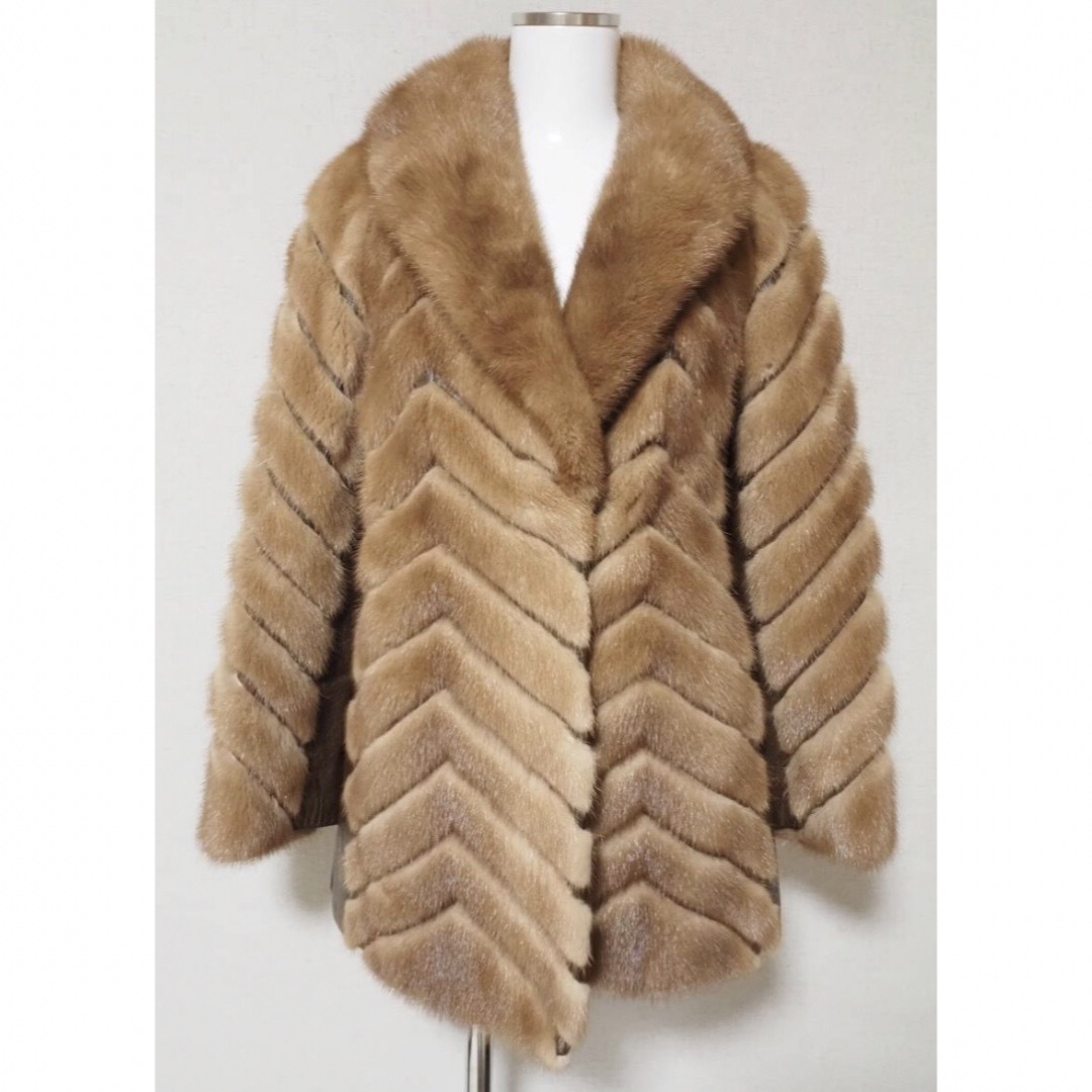 ★MITSUKOSHI★パステルミンクリアルファー&レザーコラボデザインコート★ ★MITSUKOSHI★パステルミンクリアルファー&レザーコラボデザインコート★