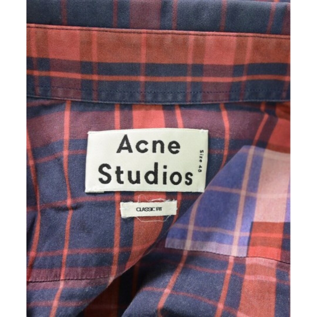 オンライン売り出し Acne Studios カジュアルシャツ 48(L位) 赤x紺等(チェック) 【古着】