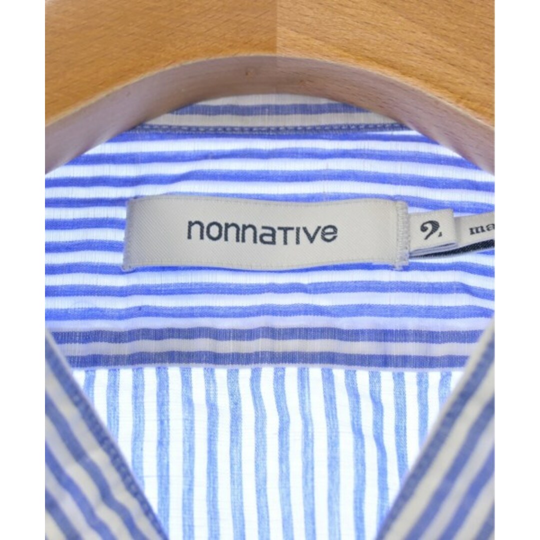 nonnative(ノンネイティブ)のnonnative カジュアルシャツ 2(M位) 青x白(ストライプ) 【古着】【中古】 メンズのトップス(シャツ)の商品写真