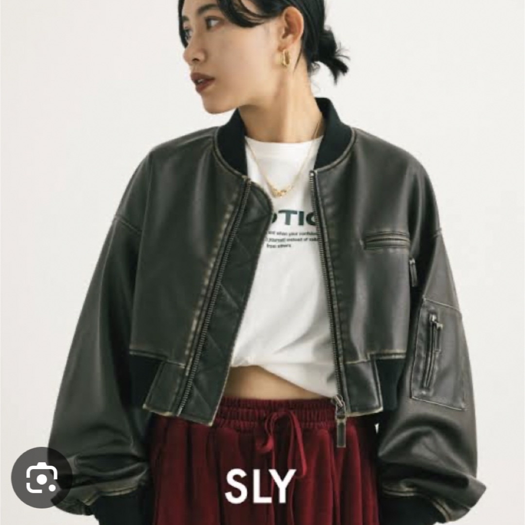 SLY - せいらちゃん着用♡SLY VINTAGE F／LEATHER CROP ブルゾンの通販