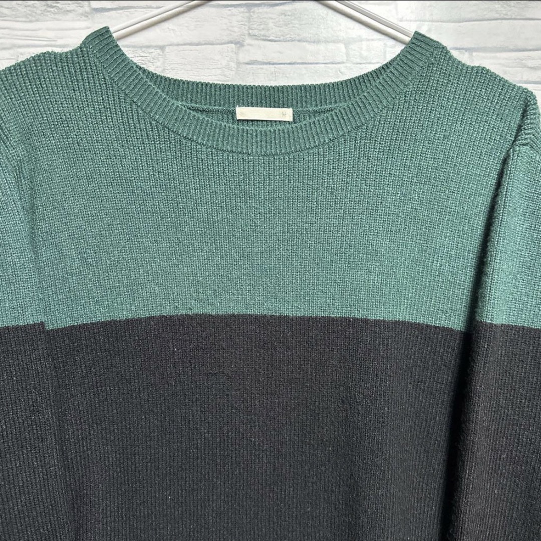 GU(ジーユー)のGU セーター ツートン  ブラック×グリーン  M メンズのトップス(ニット/セーター)の商品写真