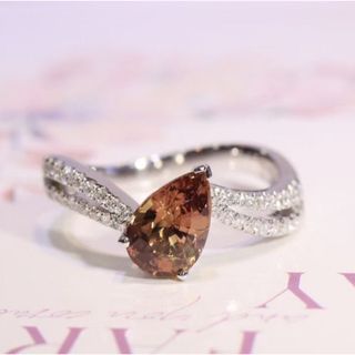 天然 パパラチアサファイア ダイヤ リング1.27ct k18 f(リング(指輪))