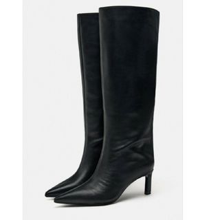 ZARA - zara レザーハイヒールブーツ 36 新品 ロングブーツの通販 by