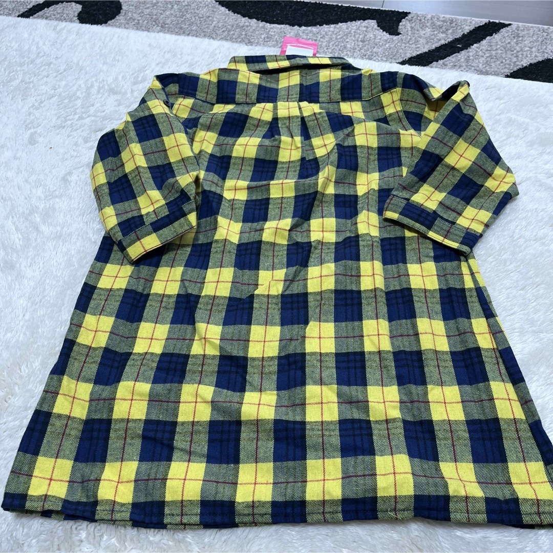 チェック柄 シャツワンピース キッズ/ベビー/マタニティのキッズ服女の子用(90cm~)(ワンピース)の商品写真