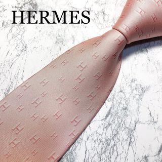 エルメス(Hermes)のHERMES ネクタイ　H柄　ファソネ　ピンク(ネクタイ)