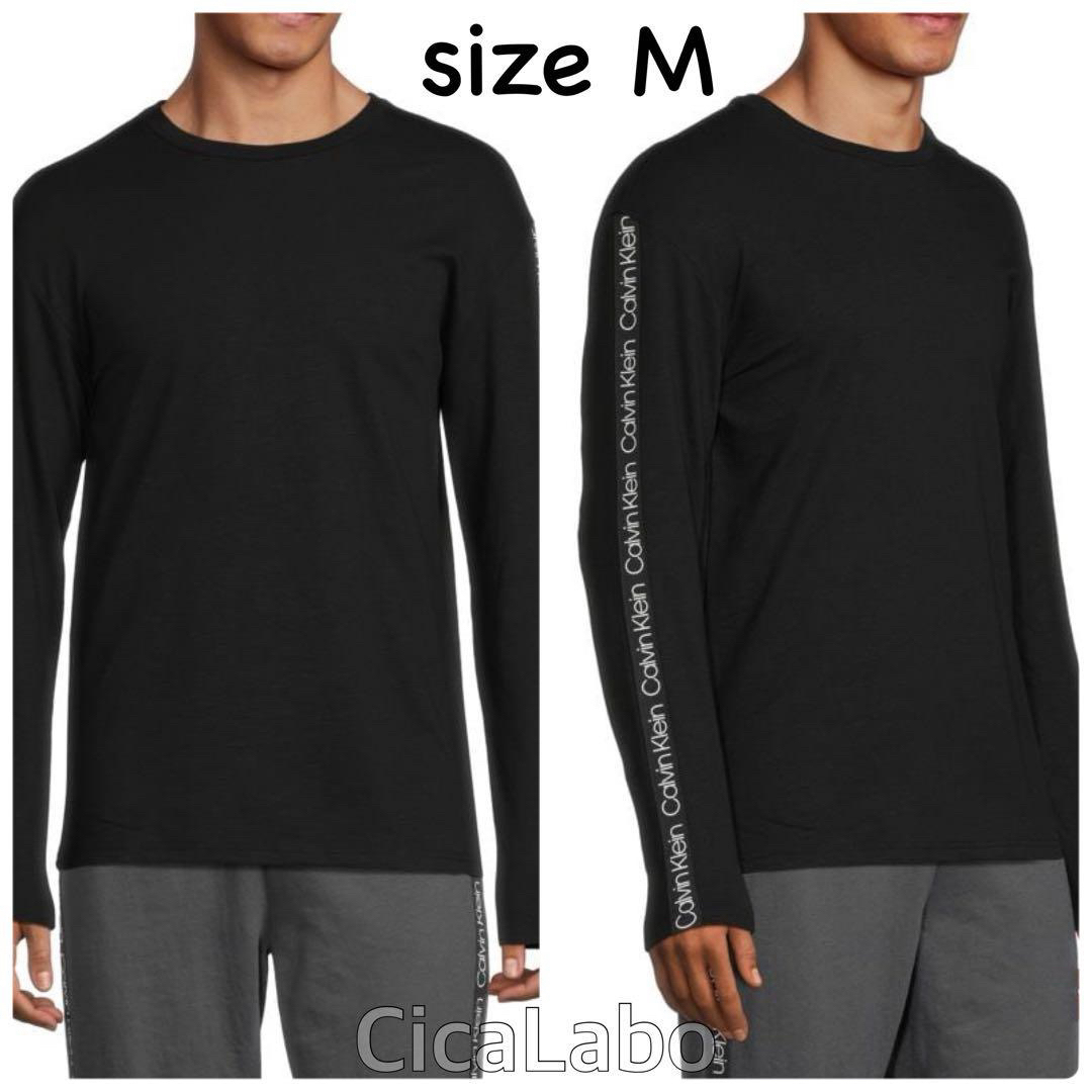 Calvin Klein(カルバンクライン)の【新品】カルバンクライン ロゴテープ ロンT ブラック M  メンズのトップス(Tシャツ/カットソー(七分/長袖))の商品写真