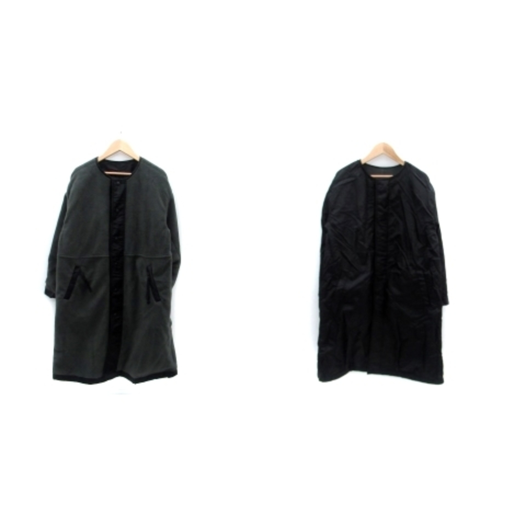 chocol raffine robe(ショコラフィネローブ)のショコラフィネローブ ノーカラーコート リバーシブル ナイロン F 黒 緑 レディースのジャケット/アウター(その他)の商品写真