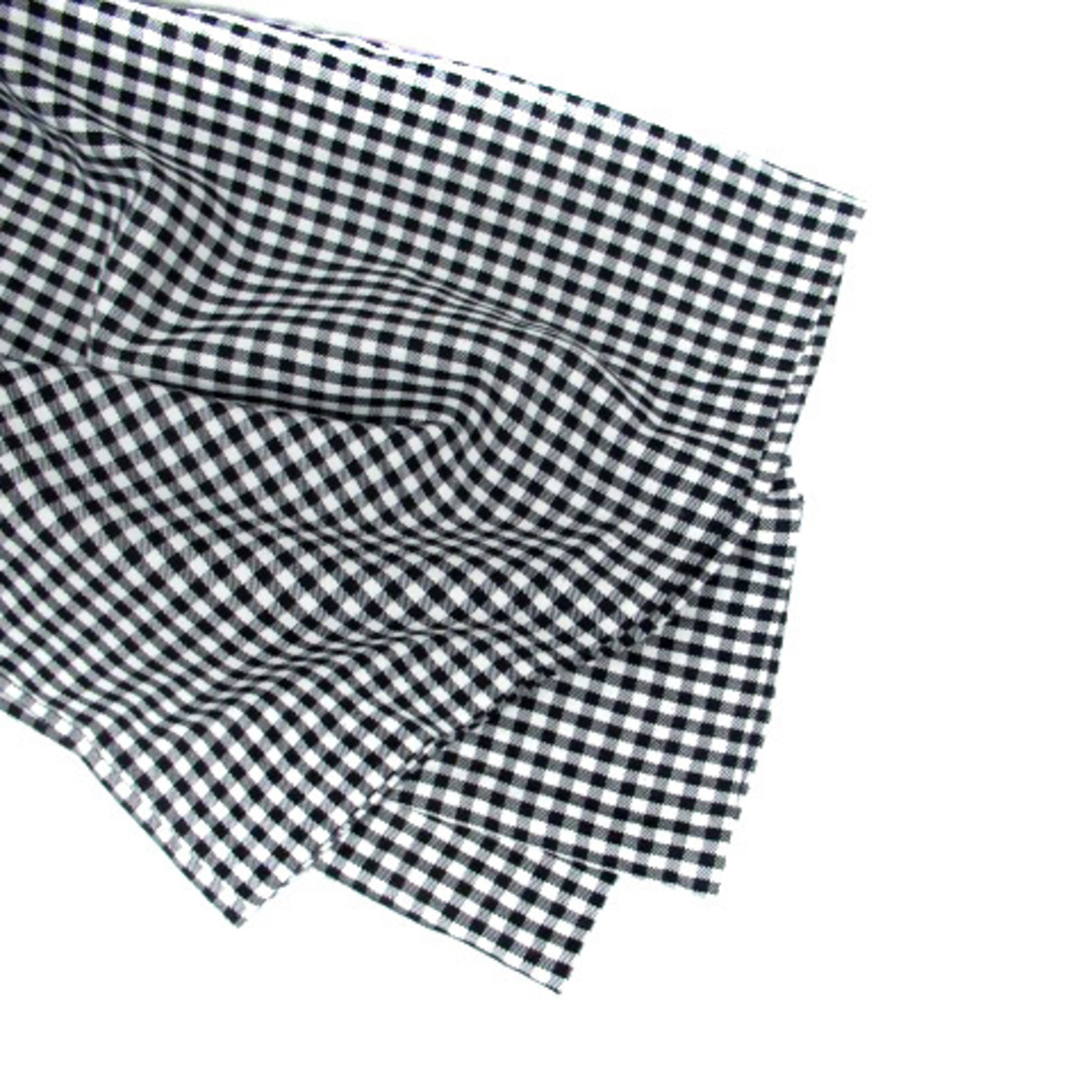 Discoat(ディスコート)のディスコート ワイドパンツ リボン付き ギンガムチェック柄 L オフホワイト 黒 レディースのパンツ(その他)の商品写真