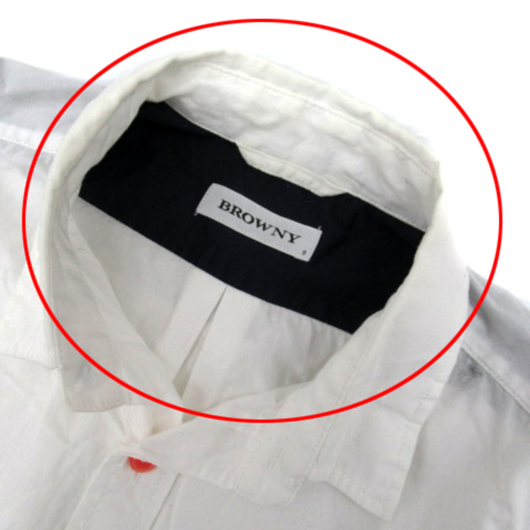 BROWNY(ブラウニー)のブラウニー BROWNY カジュアルシャツ 七分袖 無地 S 白 ホワイト メンズのトップス(シャツ)の商品写真