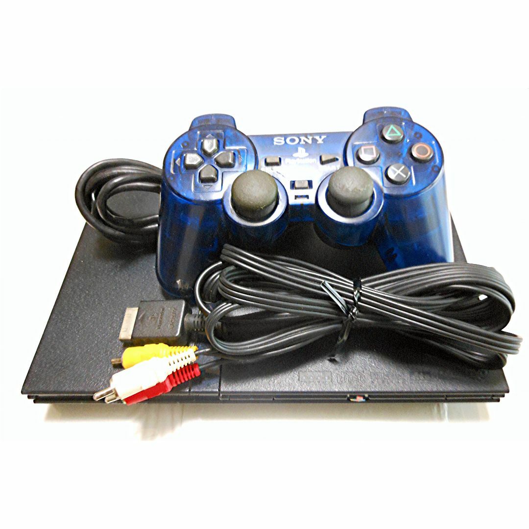 SONY(ソニー)のnc様専用 PS2薄型 SCPH-70000 ブラック コントローラー付 エンタメ/ホビーのゲームソフト/ゲーム機本体(家庭用ゲーム機本体)の商品写真