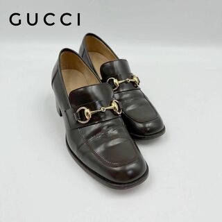 グッチ(Gucci)の☆大人気☆GUCCI 靴 シューズ ローファー ヒール 茶色 ブラウン レザー(ローファー/革靴)