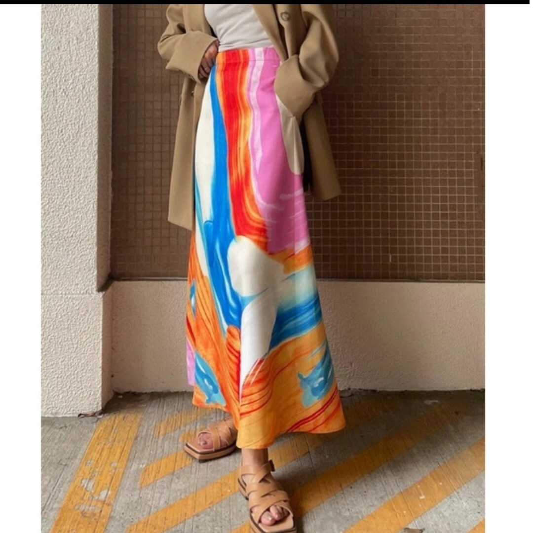 AMERI  アメリ　HAILEY WAVE ART SKIRT  スカート￥19250taxin素材