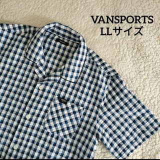 【送料無料】VANSPORTS オープンカラー チェック柄 半袖 シャツ LL(シャツ)