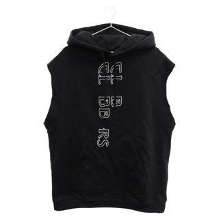 ラフシモンズ(RAF SIMONS)のRAF SIMONS ラフシモンズ 19SS NOSLEEVELESS HOODIE ロゴプリントノースリーブ プルオーバーパーカー(パーカー)