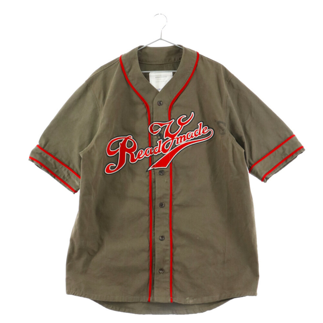 50センチ袖丈READY MADE レディメイド 19SS Baseball Shirt フロントロゴパッチベースボールシャツ カーキ