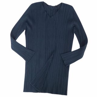 プリーツプリーズイッセイミヤケ(PLEATS PLEASE ISSEY MIYAKE)のプリーツプリーズ イッセイミヤケ PLEATS PLEASE カーディガン ロングスリーブ 長袖 プリーツ トップス レディース 4(XL相当) ネイビー(カーディガン)