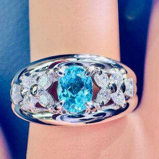 ブラジル産☆PTパライバトルマリンリングPL:0.35ct D:0.26ct(リング(指輪))