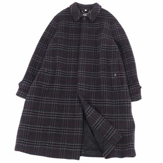 バーバリー(BURBERRY)の美品 バーバリー BURBERRY コート ステンカラーコート バルマカーンコート チェック ウール カシミヤ アウター メンズ 52(L相当) グレー(ステンカラーコート)