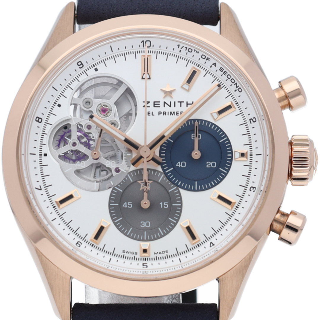 ZENITH(ゼニス)のゼニス クロノマスター オープン エル プリメロ ウォッチ 39.5mm Chronomaster El Primero Open 18.3300.3604/69.C922 箱 保証書 K18PG/革 メンズ時計 シルバー 美品 【新品】 メンズの時計(その他)の商品写真