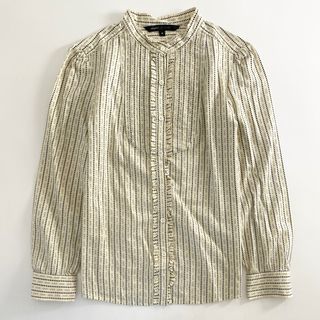 マークジェイコブス(MARC JACOBS)の1a31 MARC JACOBS マークジェイコブス ウィングカラー フリルドレスシャツ 6 アイボリー 長袖 ストライプ dress shirt(シャツ/ブラウス(長袖/七分))