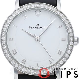 ブランパン(BLANCPAIN)のブランパン ヴィルレ ウルトラスリム ウォッチ 29.2mm ダイヤベゼル Villeret 6102-4688-A95 箱 保証書 バンド×4 SS/革 レディース時計 ホワイト 仕上げ済 美品 【中古】(腕時計)