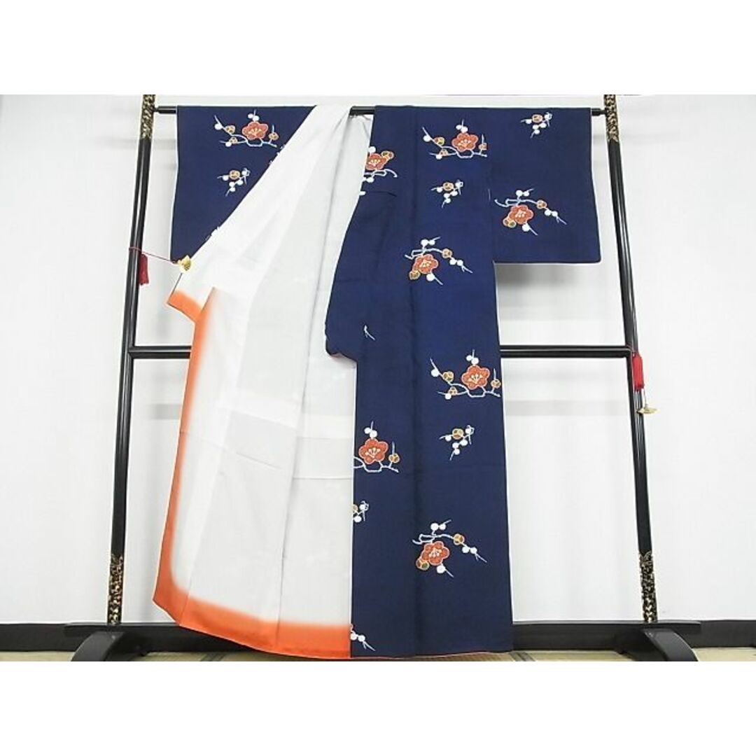 平和屋川間店■上質な小紋　枝梅文　着丈159cm　裄丈62.5cm　正絹　逸品　A-ma6202 レディースの水着/浴衣(着物)の商品写真