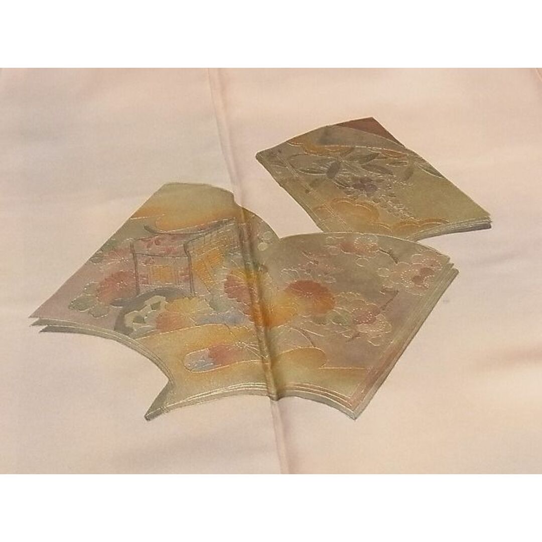 平和屋川間店■訪問着　御所車花冊子文　暈し染め　金彩　着丈163.5cm　裄丈63cm　正絹　逸品　A-bw3588 レディースの水着/浴衣(着物)の商品写真