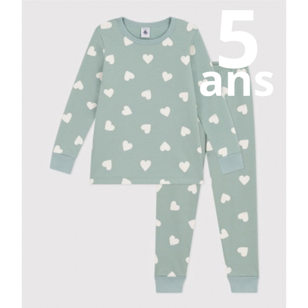 PETIT BATEAU(プチバトー)の新品　プチバトー　PETIT BATEAU  ハート　パジャマ5ans キッズ/ベビー/マタニティのキッズ服女の子用(90cm~)(パジャマ)の商品写真