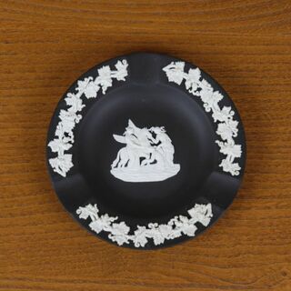 ウェッジウッド(WEDGWOOD)のウェッジウッド　ジャスパー　アッシュトレイ　灰皿　黒　プレート　ブラック(灰皿)