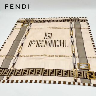 フェンディ(FENDI)の☆美品☆FENDI スカーフ ハンカチ 大判 ピンク ブラウン(バンダナ/スカーフ)