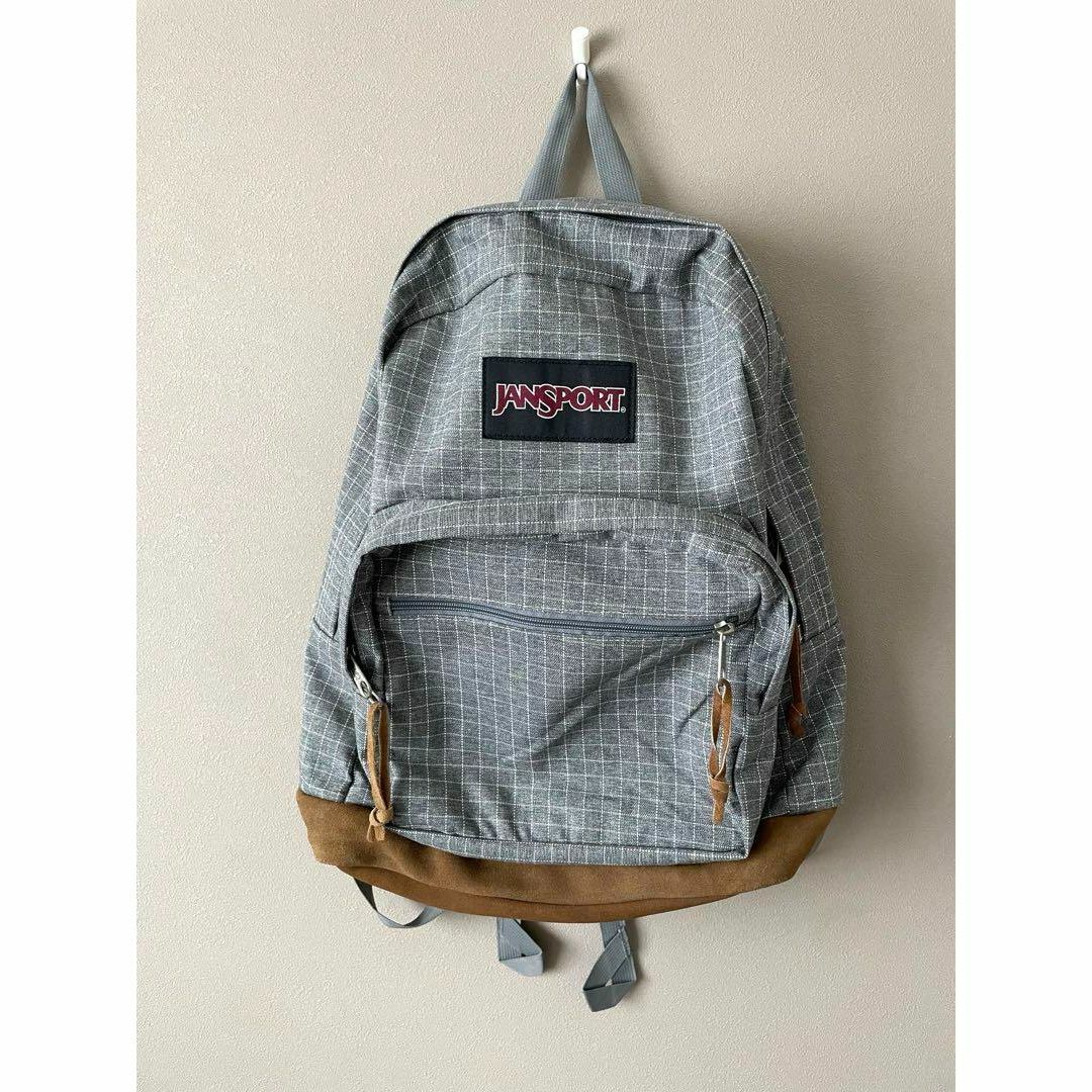 JANSPORT(ジャンスポーツ)の希少品【JANSPORT／ジャンスポーツ】男女兼用　チェック　リュック　グレー レディースのバッグ(リュック/バックパック)の商品写真