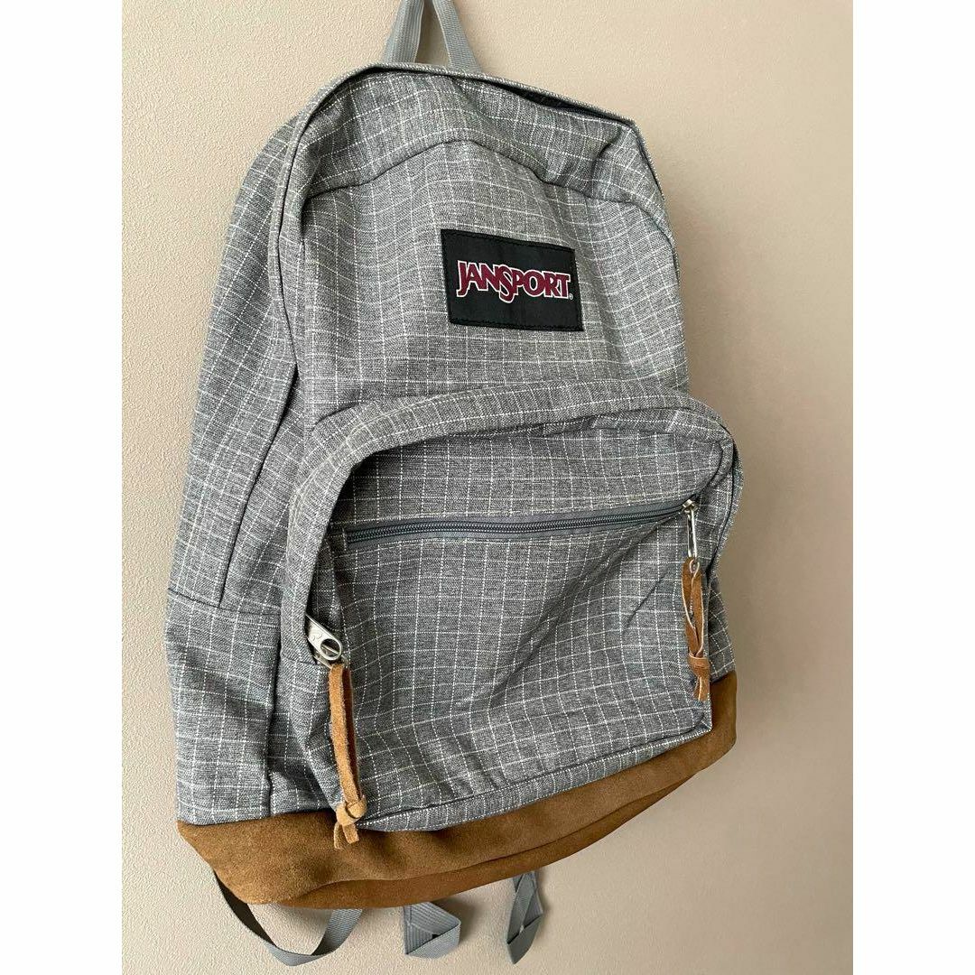 JANSPORT(ジャンスポーツ)の希少品【JANSPORT／ジャンスポーツ】男女兼用　チェック　リュック　グレー レディースのバッグ(リュック/バックパック)の商品写真