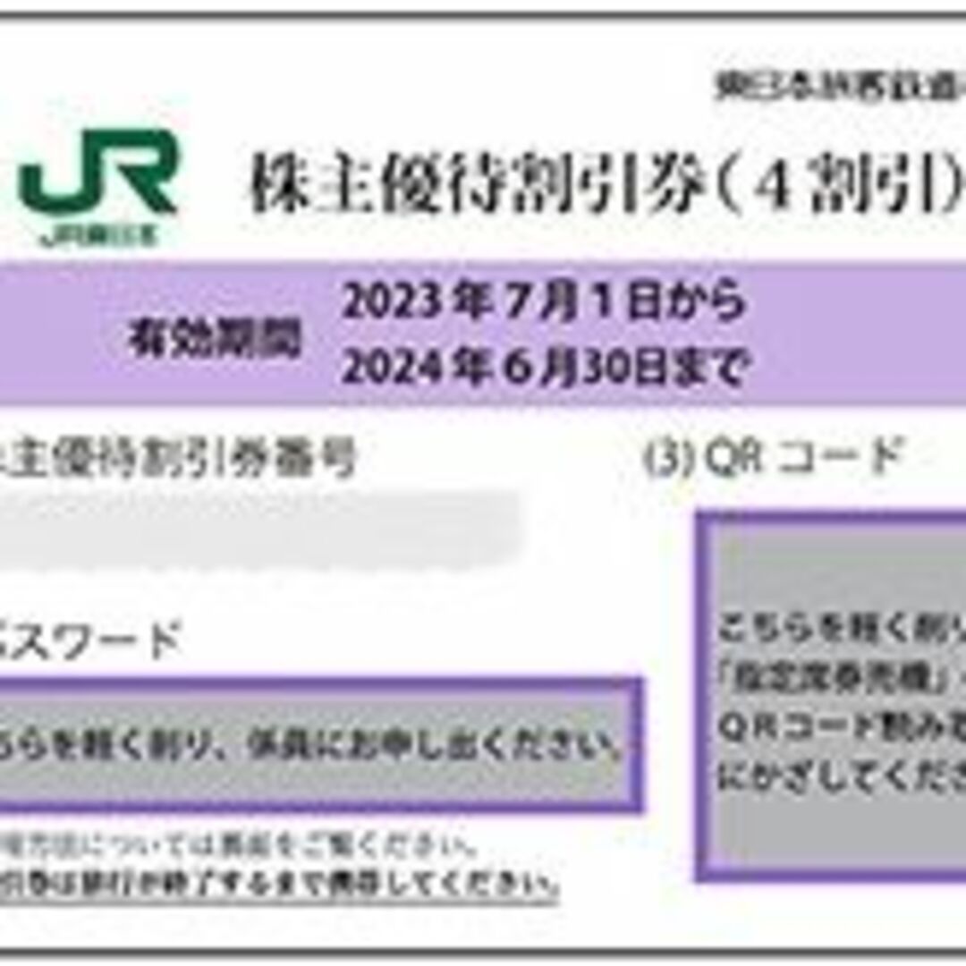 【即日発送】JR東日本株主優待鉄道割引券（4割引）１枚。 チケットの乗車券/交通券(その他)の商品写真